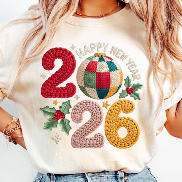 Happy New Year Shirt, Hello 2026 T-shirt, Print Crochet Yarn Shirt - Picture 1 of 4